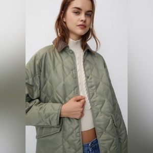 Quilted Jacket with Corduroy Collar